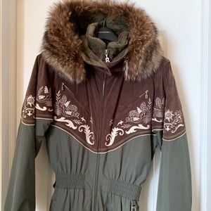 Beautiful Bogner Ski Suit with Fox Fur Hood